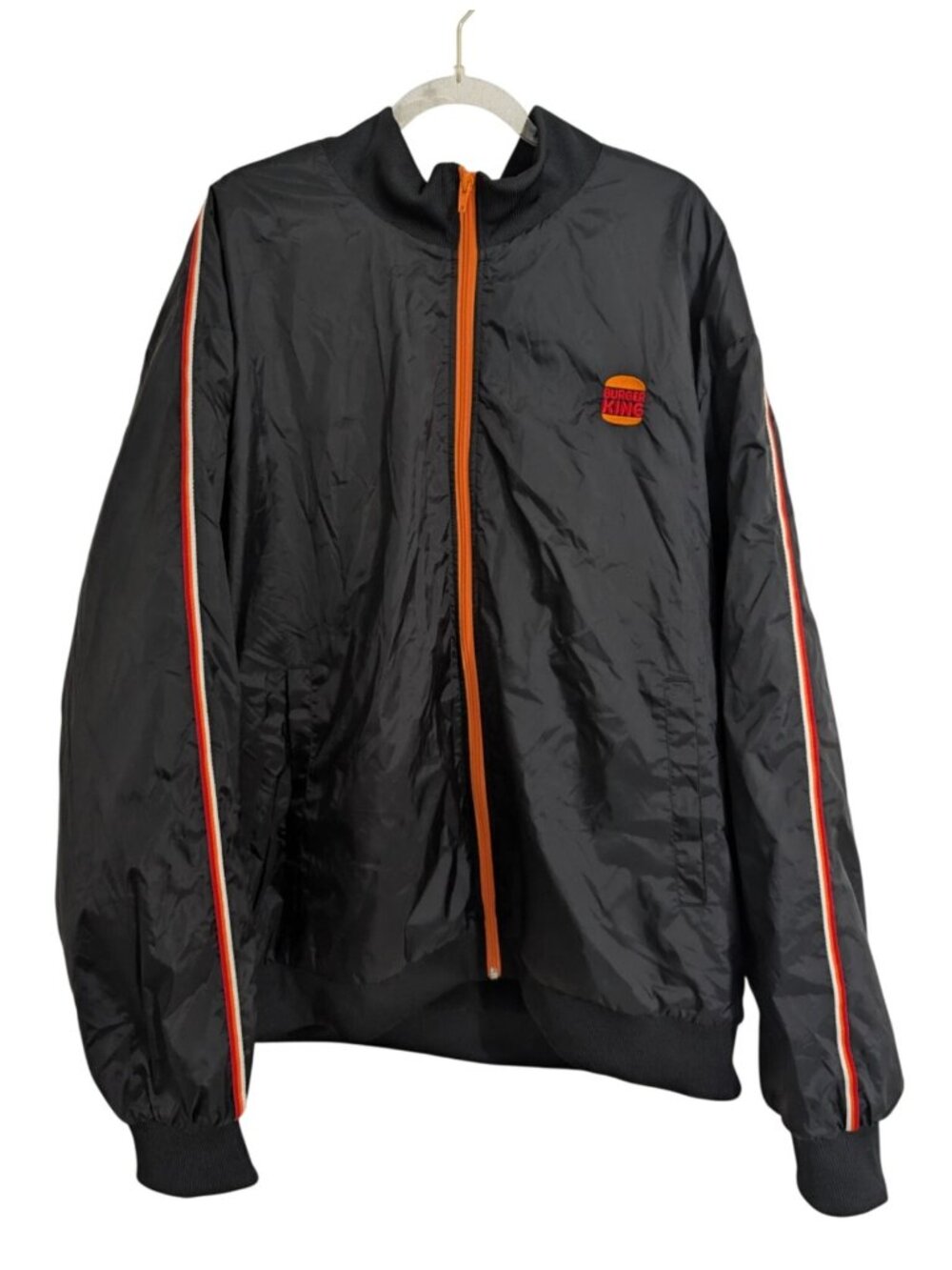 Burger King Heavyweight Bomber Jacket Employee Uniform Black Mens XL Retro